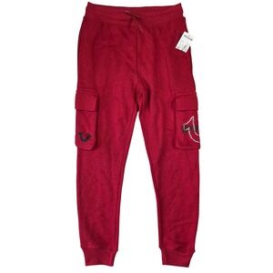 True Religion Kids Cargo Sweatpants Rhinestone Horseshoe Logo Joggers M 10/12